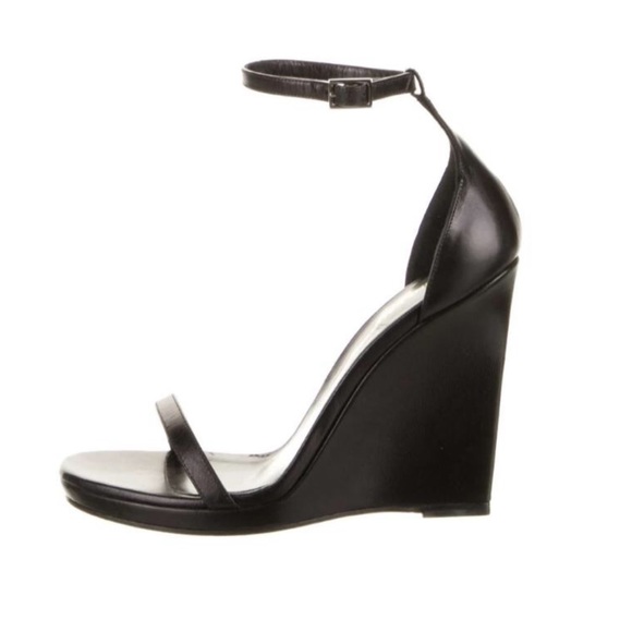 Saint Laurent Calfskin Jane 105 Wedge Sandal 36 Black - Picture 3 of 7